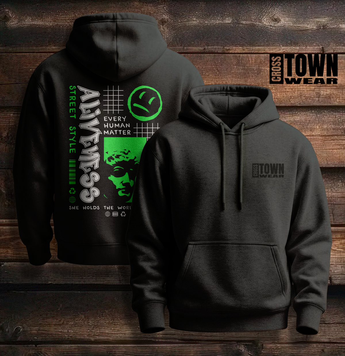 Cross Town Wear Design Hoodie and Zipper