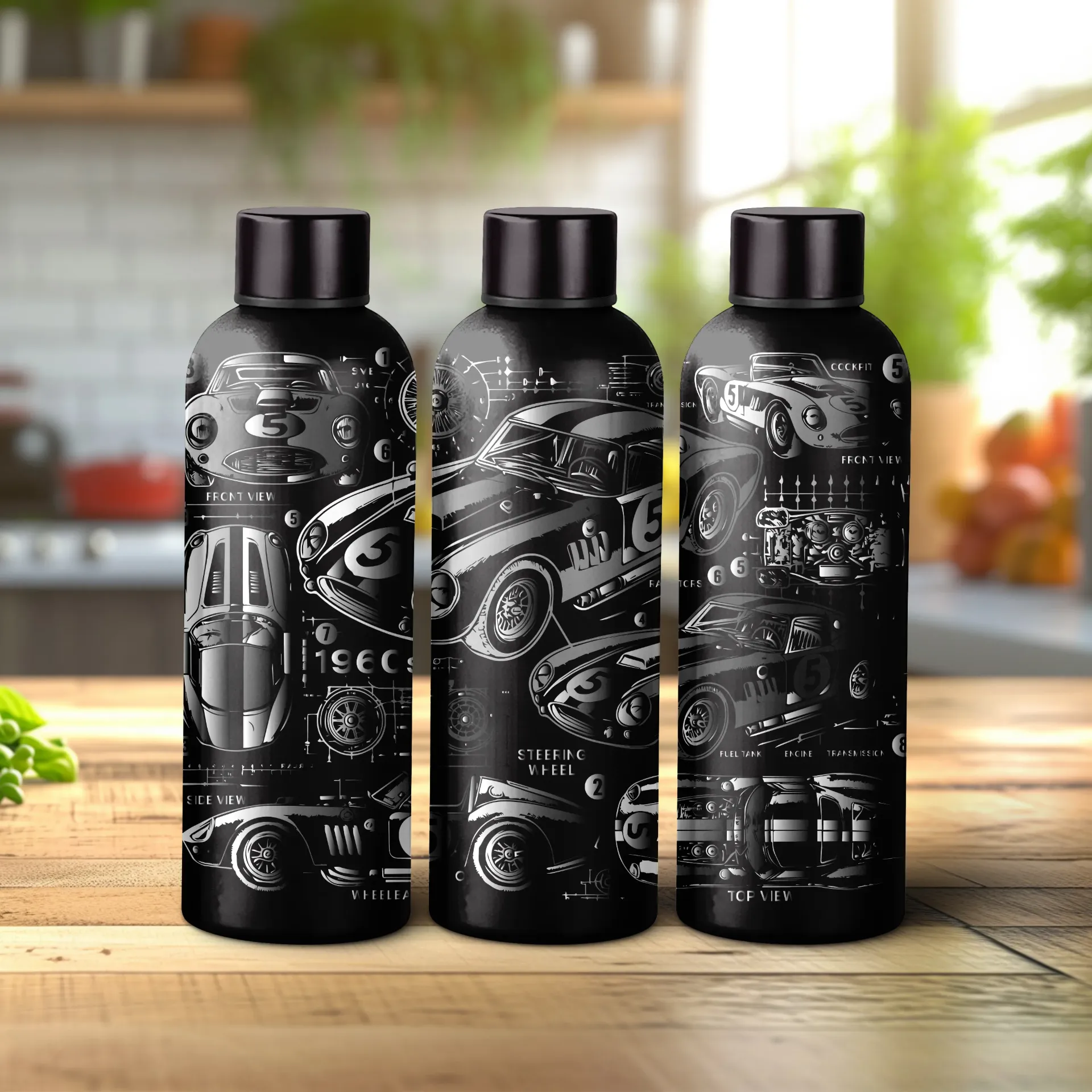 Tumbler Bottle Antique Car (Black)